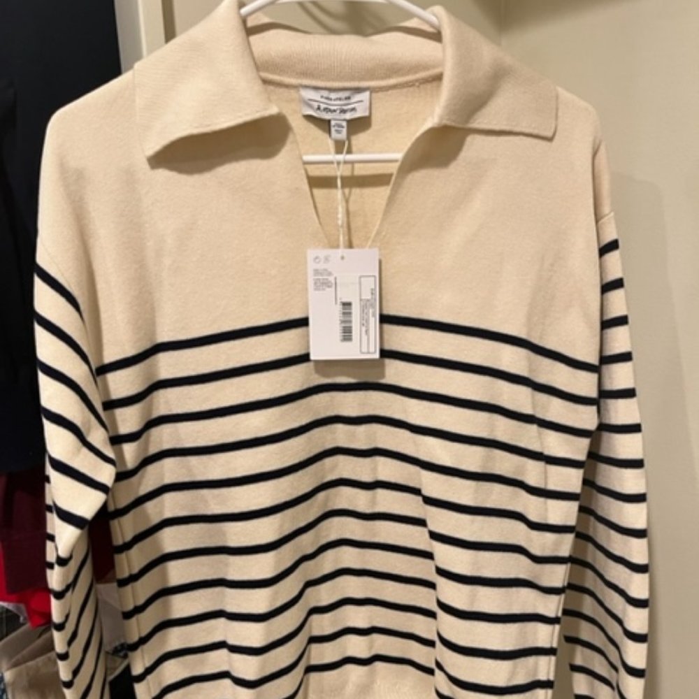 & Other Stories Stripped Collared Sweater
